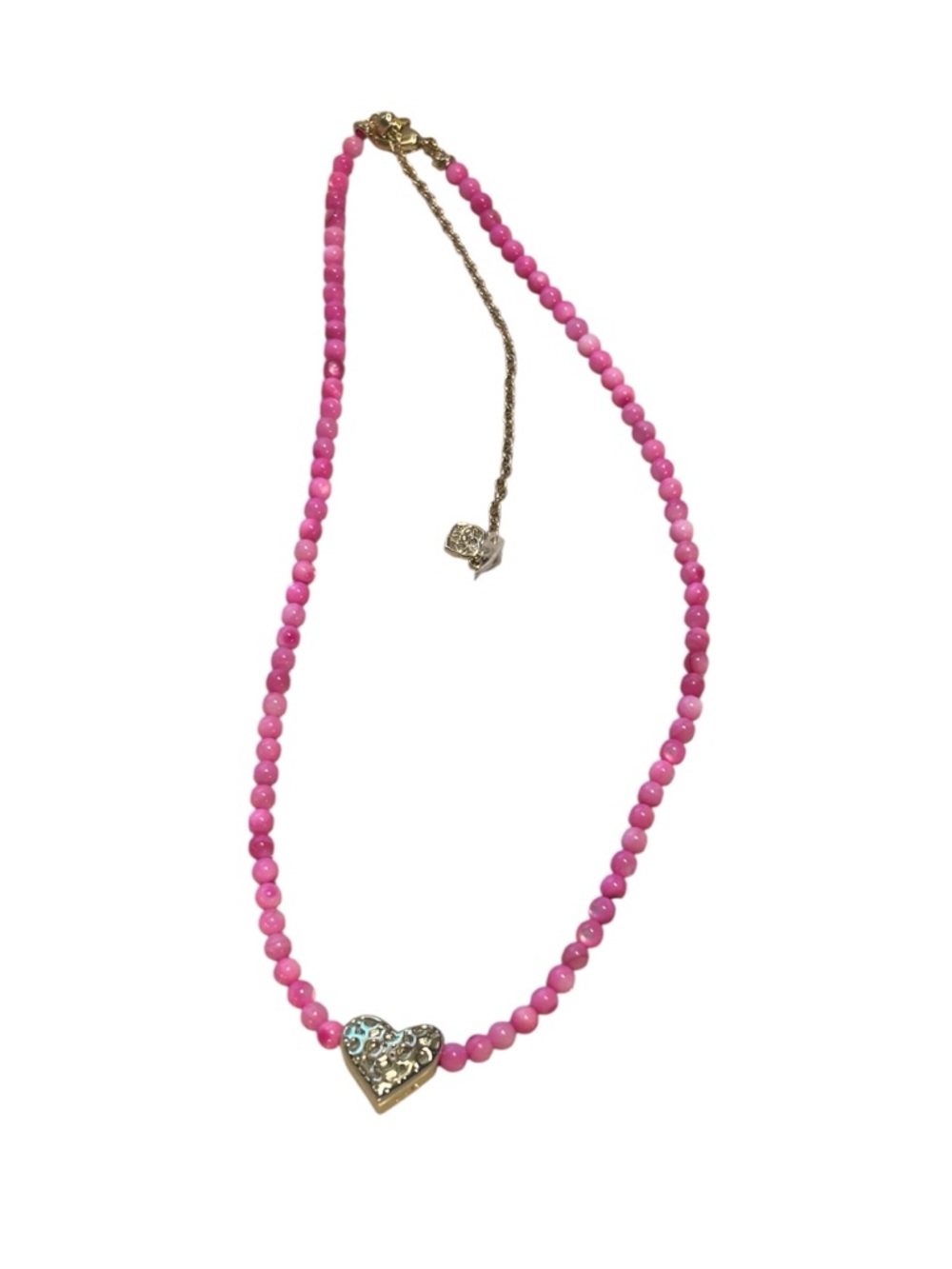 NWOT Kendra Scott Gemstone Heart Beaded Pendant Necklace in Pink - Picture 4 of 10